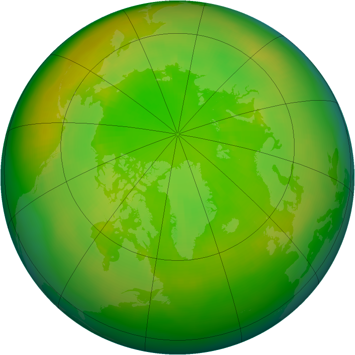 Arctic ozone map for June 1985